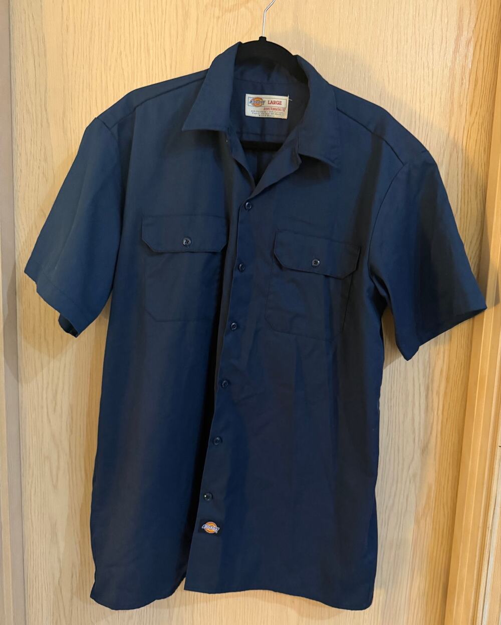 Dickies Vintage Style Men's Large Navy Blue Short Sleeve Work Shirt Utility